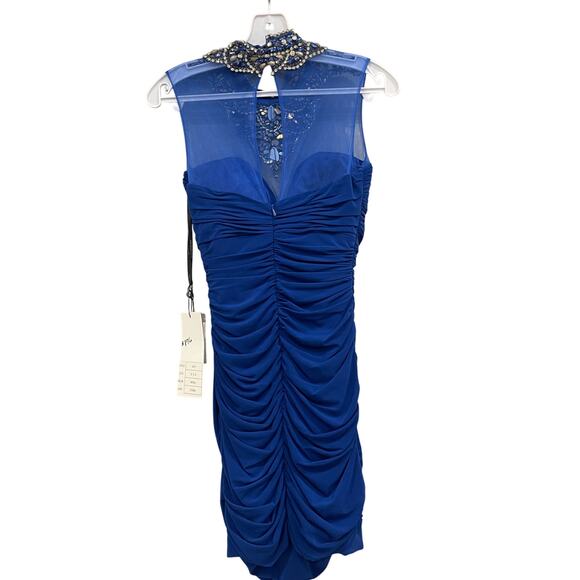 Alyce 4417 Rhinestones Homecoming Party Bodycon Dress Size 000 Royal Blue - Picture 4 of 6